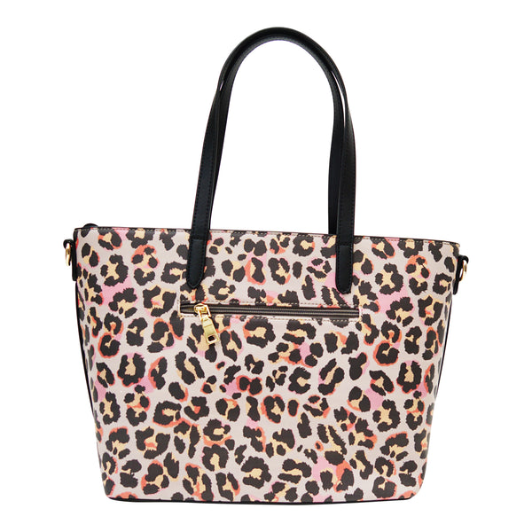 Black tote with outlet leopard lining